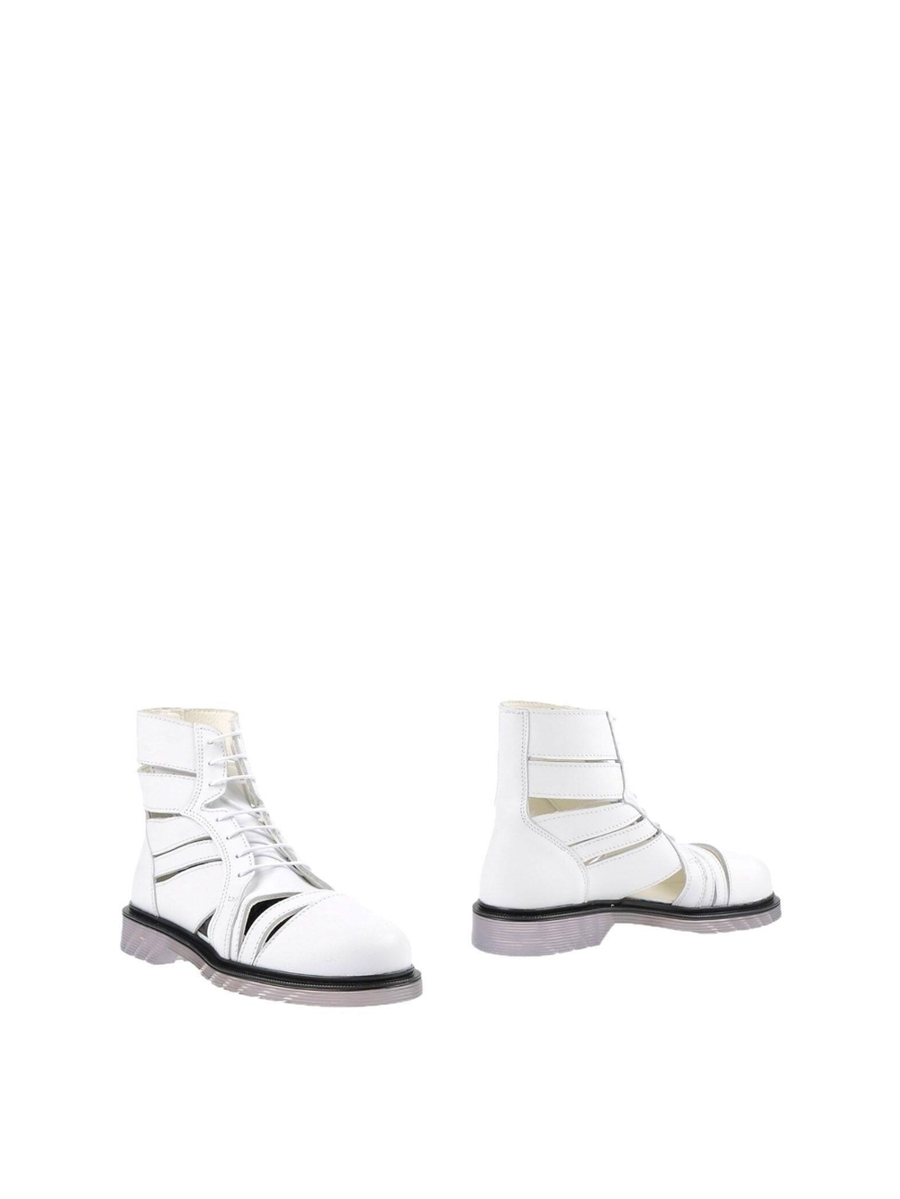 White Strappy Lace-Up Ankle Boots for Women